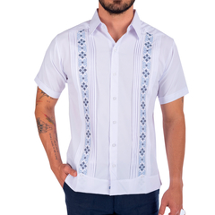 Guayabera Yucateca Bordada en lino En Punto De Cruz Mod Chikinzonot