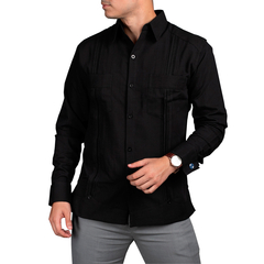 Guayabera Diplomática De Lino Con Puño Francés M/l Mod Abala