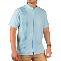 Camisa Guayabera Yucateca Lino Bordado Cuello Mao M Cuzama