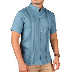 Camisa Guayabera en lino Yucateca En Cuello Mao Modelo Chapap