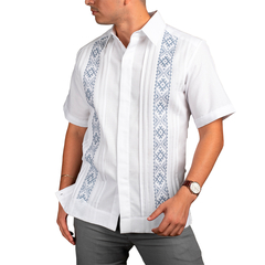 Guayabera Yucateca Bordada En Punto De Cruz, Mod. Hocabá.