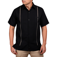 Camisa Guayabera Yucateca De Lino Para Hombre Mod. Celestun Mc Negro