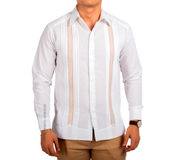 Guayabera Yucateca Con Bordado En Punto De Cruz Mod Colotmul