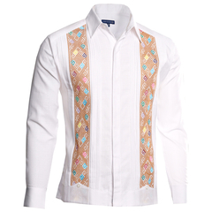 Camisa Guayabera Hombre Bordada En Lino Yucateca Mod Kopoma