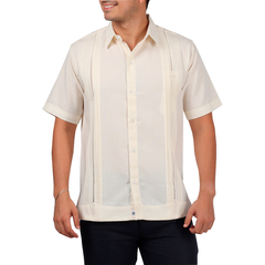 Camisa Guayabera Yucateca De Lino Para Hombre Mod. Celestun Mc Marfil