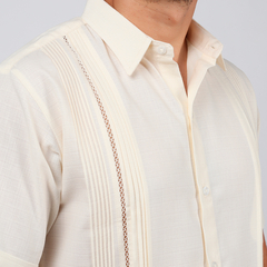 Camisa Guayabera Yucateca De Lino Para Hombre Mod. Celestun Mc Marfil - comprar en línea