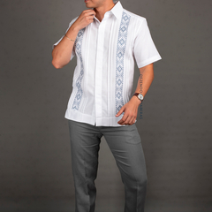 Guayabera Yucateca Bordada En Punto De Cruz, Mod. Hocabá. - comprar en línea