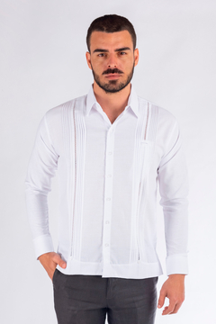 Guayabera Yucateca De Lino Modelo Celestún con picueta - comprar en línea