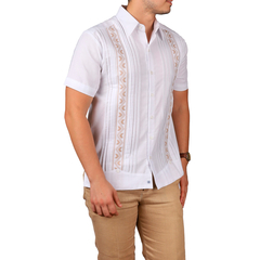 Guayabera De Lino Con Bordado En Punto De Cruz Mod. Huhí Tallas extras - comprar en línea