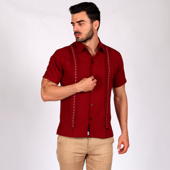 Guayabera De Lino Mod. Dzilam Con Bordado Dirigido Artesanal en internet