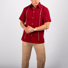 Guayabera Yucateca De Lino Para Hombre Mod. Celestun Mc Vino en internet