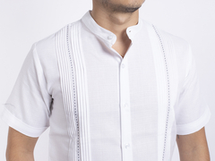 Camisa Guayabera en lino Yucateca En Cuello Mao Modelo Chapap en internet