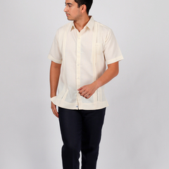 Camisa Guayabera Yucateca De Lino Para Hombre Mod. Celestun Mc Marfil en internet