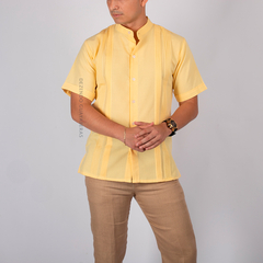 Camisa Guayabera en lino Yucateca En Cuello Mao Modelo Chapap - Dezendo guayaberas