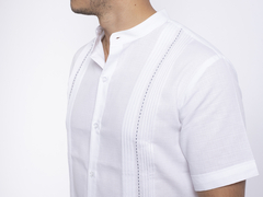 Camisa Guayabera en lino Yucateca En Cuello Mao Modelo Chapap - Dezendo guayaberas