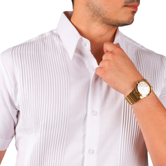 Camisa Guayabera de Hombre en Lino Presidencial Mod Cuncunul Mc Color Blanco en internet