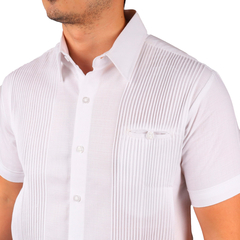 Camisa Guayabera de Hombre en Lino Presidencial Mod Cuncunul Mc Color Blanco - comprar en línea