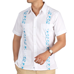 Guayabera Yucateca De Lino Bordada Mod Chakom