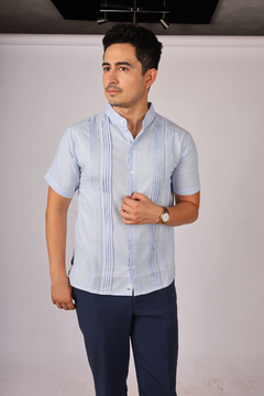 Camisa Guayabera en lino Yucateca En Cuello Mao Modelo Chapap en internet