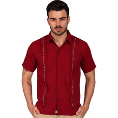 Guayabera De Lino Mod. Dzilam Con Bordado Dirigido Artesanal