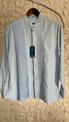 Camisa Guayabera Yucateca Lino Bordado Cuello Mao M Cuzama