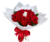 ramo con 35 rosas rojas y una blanca en medio en fina envoltura de papel francés
