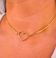 Choker Coração Vazado Cravejado - comprar online