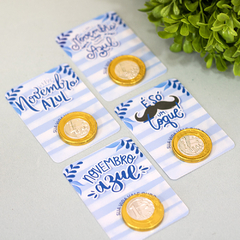 Card com moeda chocolate novembro azul - Mimos da Lary