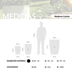 Maceta Importada Símil Cemento Modelo Moderna Conica - tienda online