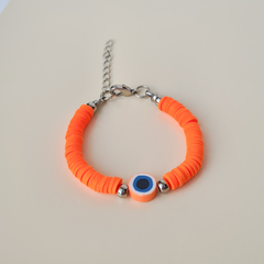 Pulseira Discos Fimo Laranja Neon - comprar online