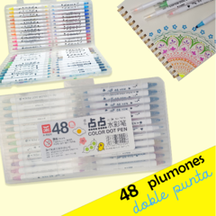 Plumones doble punta 48 colores