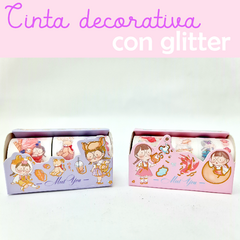 Washi tape cinta decorativa con brillo 4 pzas. - Didacticomer