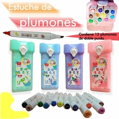 Estuche de plumones doble punta