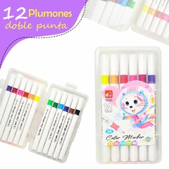 Estuche con 12 plumones doble punta