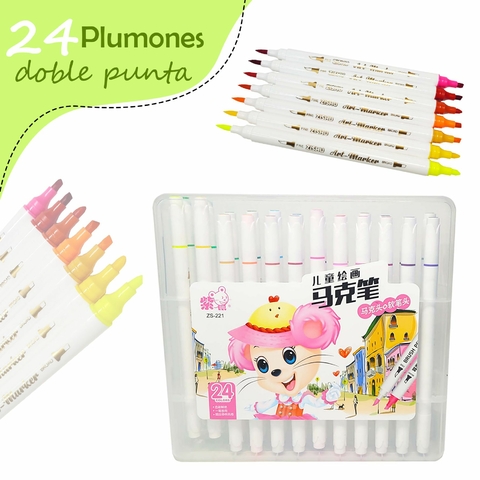 Estuche de plumones doble punta - Didacticomer