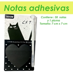 Notas adhesivas negras corazón con pluma - comprar en línea