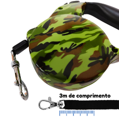 Guia Retrátil para Cães e Gatos Camuflada 3M 15Kg Chalesco - Bella Colmeia