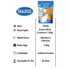 Areia Higiênica com Cristais de Sílica para Gatos 1.8Kg Chalesco - Bella Colmeia