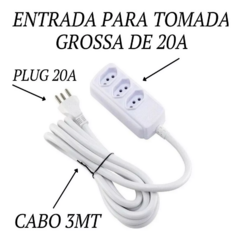 Extensao 3 Tom 20a Fio 2,5 5 Metros Branca 2P+T FL335 446 - comprar online