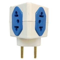 Adaptador Tipo Cubo 4 Entradas 2/3 Pinos 10A Cores Cod.881 - RACRAFI