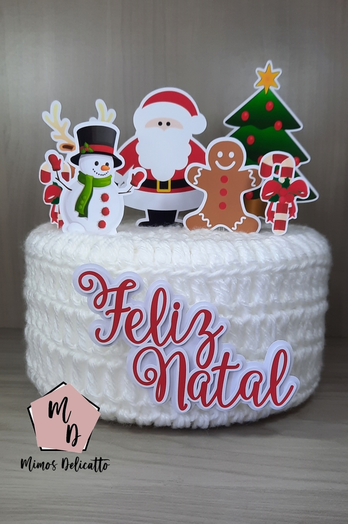 Topo de Bolo Feliz Natal - Comprar em Mimos Delicatto