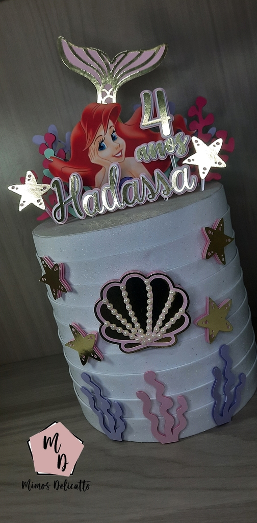 Topo De Bolo Personalizado Princesa Ariel Sereia - 3d/camadinhas - Eu Amo  Lembrancinhas