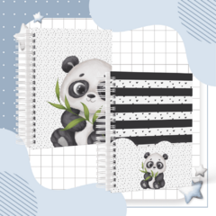 Imagem do Kit Livro do Bebê + Caderneta de Saúde e Vacinação Menino - Tema Panda Aquarela