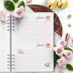 Agenda Floral Datada 2024 - 2 DPP (2 dias por página) sem horário - Fazendo Arte e Mimos - Papelaria personalizada / Encadernação artesanal/ Velas e home spray