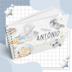 Kit Livro do Bebê + Caderneta de Saúde e Vacinação Menino - Tema Astronauta animais aquarela - comprar online