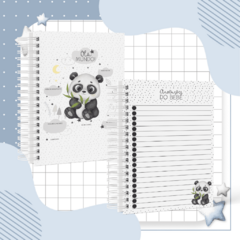 Kit Livro do Bebê + Caderneta de Saúde e Vacinação Menino - Tema Panda Aquarela