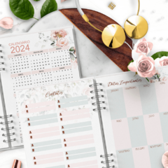 Agenda Floral Datada 2024 - 1 DPP (1 dia por página) - sem horário - Fazendo Arte e Mimos - Papelaria personalizada / Encadernação artesanal/ Velas e home spray