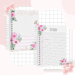 Kit Livro do Bebê + Caderneta de Saúde e Vacinação Menina - Tema Floral 1