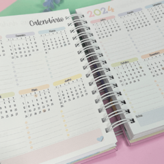 Planner Uau Permanente 2024 Vertical - Capa Rosa ou Azul com Alfabeto - loja online