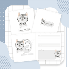 Kit Livro do Bebê + Caderneta de Saúde e Vacinação Menino - Tema Gatinho - Fazendo Arte e Mimos - Papelaria personalizada / Encadernação artesanal/ Velas e home spray